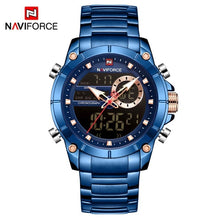 Load image into Gallery viewer, New NAVIFORCE Men Military Fashion Watch Gold Quartz Wristwatch Steel Waterproof Dual Display Male Clock Watch Relogio Masculino