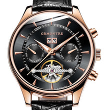 Load image into Gallery viewer, Skeleton Tourbillon Mechanical Watch Men Automatic Classic Rose Gold Leather Mechanical Wrist Watches Reloj Hombre 2018 Luxury