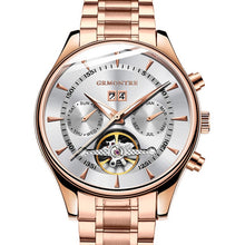Load image into Gallery viewer, Skeleton Tourbillon Mechanical Watch Men Automatic Classic Rose Gold Leather Mechanical Wrist Watches Reloj Hombre 2018 Luxury