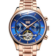 Load image into Gallery viewer, Skeleton Tourbillon Mechanical Watch Men Automatic Classic Rose Gold Leather Mechanical Wrist Watches Reloj Hombre 2018 Luxury