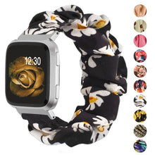 Load image into Gallery viewer, Elastic Fabric Bands for Fitbit Versa Women Girls Soft Woven Rubber Strap Replacement Scrunchies Band for Versa 2/Versa Lite