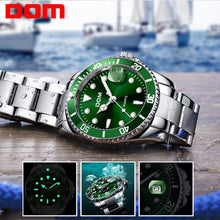 Load image into Gallery viewer, DOM Top Brand Luxury Men Sport Watches Green Waterproof Stainless Steel Wrist Watch Man Clock Fashion Wristwatch M-1263D-3M
