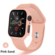 Load image into Gallery viewer, case+strap for Apple Watch band 44 mm iWatch band 38mm 42mm 40mm silicone bumper bracelet series 5 4 3 2 apple watch accessories
