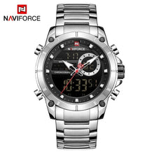 Load image into Gallery viewer, New NAVIFORCE Men Military Fashion Watch Gold Quartz Wristwatch Steel Waterproof Dual Display Male Clock Watch Relogio Masculino

