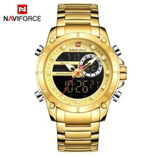 Load image into Gallery viewer, New NAVIFORCE Men Military Fashion Watch Gold Quartz Wristwatch Steel Waterproof Dual Display Male Clock Watch Relogio Masculino
