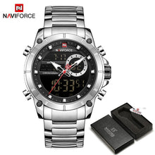 Load image into Gallery viewer, New NAVIFORCE Men Military Fashion Watch Gold Quartz Wristwatch Steel Waterproof Dual Display Male Clock Watch Relogio Masculino
