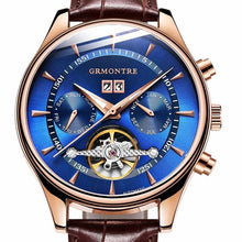 Load image into Gallery viewer, Skeleton Tourbillon Mechanical Watch Men Automatic Classic Rose Gold Leather Mechanical Wrist Watches Reloj Hombre 2018 Luxury
