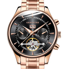 Load image into Gallery viewer, Skeleton Tourbillon Mechanical Watch Men Automatic Classic Rose Gold Leather Mechanical Wrist Watches Reloj Hombre 2018 Luxury
