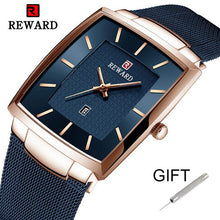 Load image into Gallery viewer, REWARD Top Brand Men&#39;s Watch Business Relogio Masculino Square Quartz Man Watch Men Wristwatch Full Steel Waterproof Male Watch
