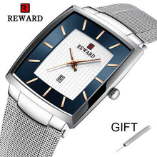 Load image into Gallery viewer, REWARD Top Brand Men&#39;s Watch Business Relogio Masculino Square Quartz Man Watch Men Wristwatch Full Steel Waterproof Male Watch
