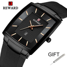 Load image into Gallery viewer, REWARD Top Brand Men&#39;s Watch Business Relogio Masculino Square Quartz Man Watch Men Wristwatch Full Steel Waterproof Male Watch
