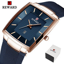 Load image into Gallery viewer, REWARD Top Brand Men&#39;s Watch Business Relogio Masculino Square Quartz Man Watch Men Wristwatch Full Steel Waterproof Male Watch
