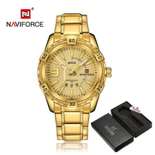 Load image into Gallery viewer, NAVIFORCE Luxury Brand Mens Sport Watch Gold Full Steel Quartz Watches Men Date Waterproof Military Clock Man relogio masculino
