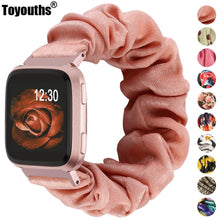 Load image into Gallery viewer, Elastic Fabric Bands for Fitbit Versa Women Girls Soft Woven Rubber Strap Replacement Scrunchies Band for Versa 2/Versa Lite
