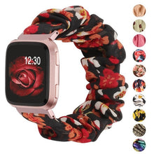 Load image into Gallery viewer, Elastic Fabric Bands for Fitbit Versa Women Girls Soft Woven Rubber Strap Replacement Scrunchies Band for Versa 2/Versa Lite
