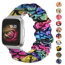 Load image into Gallery viewer, Elastic Fabric Bands for Fitbit Versa Women Girls Soft Woven Rubber Strap Replacement Scrunchies Band for Versa 2/Versa Lite
