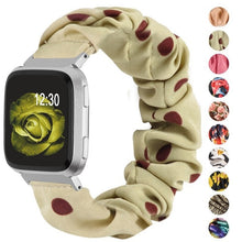 Load image into Gallery viewer, Elastic Fabric Bands for Fitbit Versa Women Girls Soft Woven Rubber Strap Replacement Scrunchies Band for Versa 2/Versa Lite
